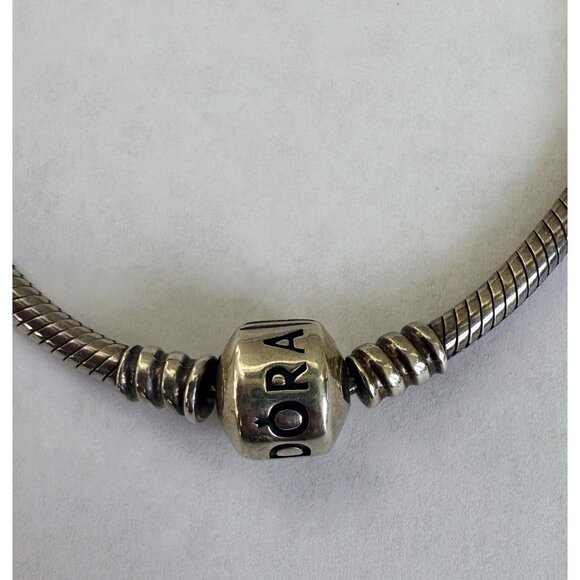 Vintage 90's Pandora 925 Sterling Silver Starter Charm Bracelet 15 grams 7.5" - Picture 7 of 8